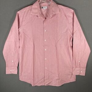 Bachrach Dress Shirt Mens 16.5‎ 34/35 Red Striped Long Sleeve Button